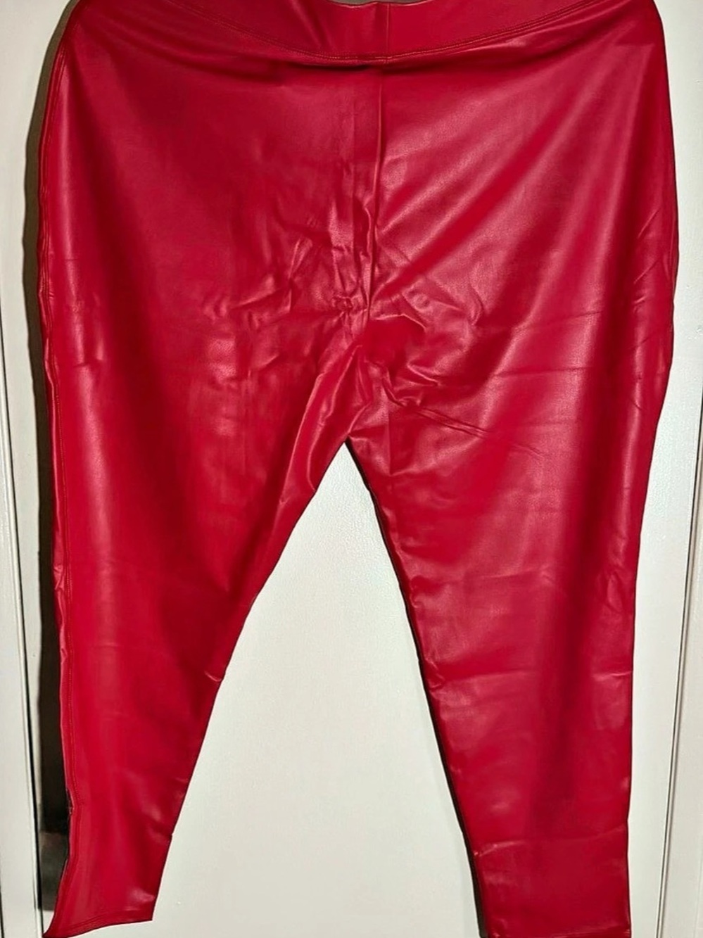 Faux Leather Legging Red Size